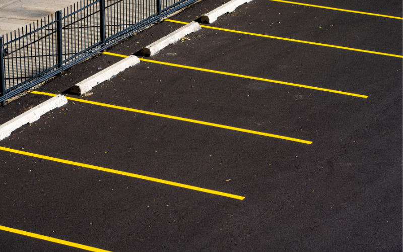 parking lot with stripes